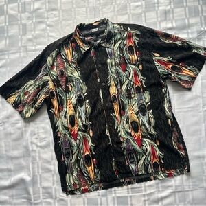 Teva Multicolor Abstract Kayak Print Short Sleeve Button Up Shirt